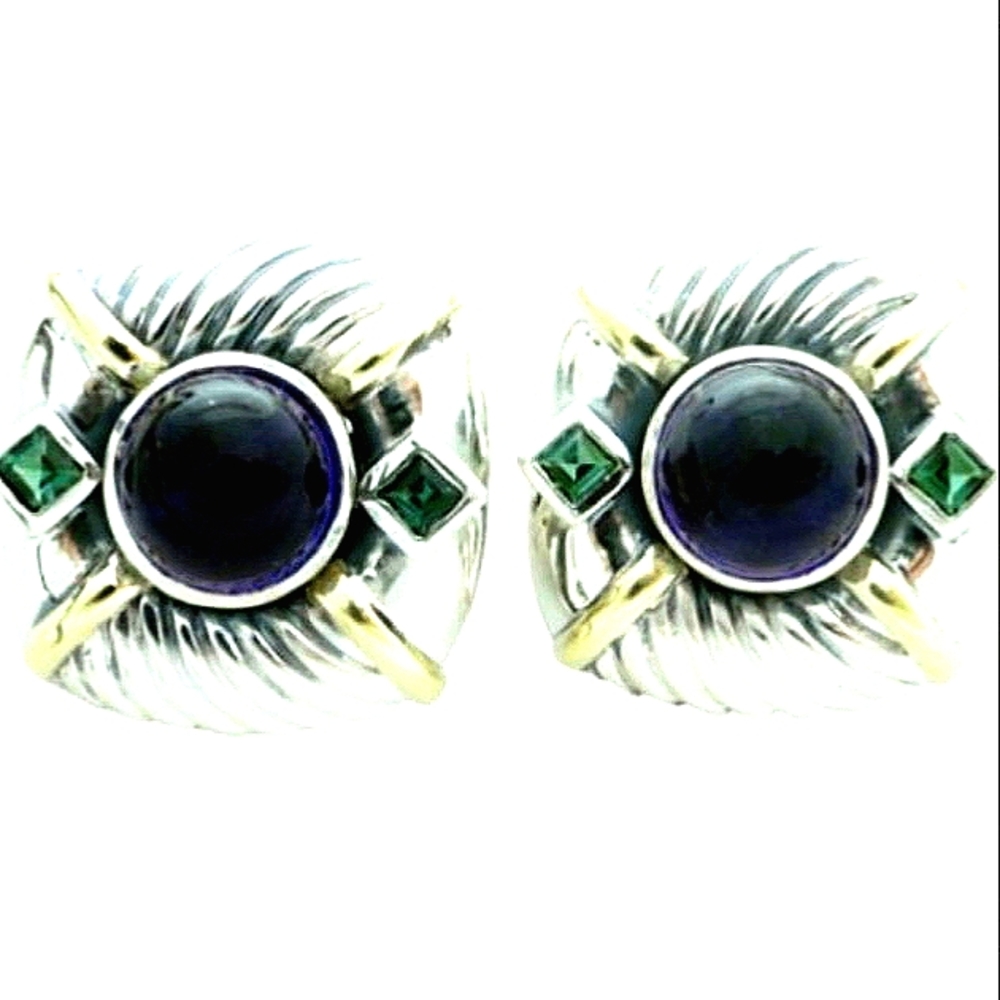14K David Yurman  Amethyst Cabochon Green Tourmali
